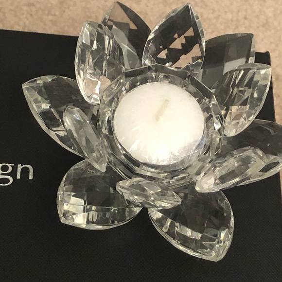 Shannon by Godinger Lighting by Design Lotus Crystal Votive Pair Candle Holders - Picture 3 of 5